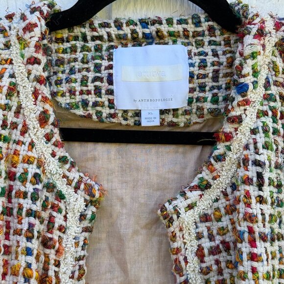 ANTHROPOLOGIE ett:twa Tweed Berwyn Rainbow Jacket XL - Picture 2 of 12